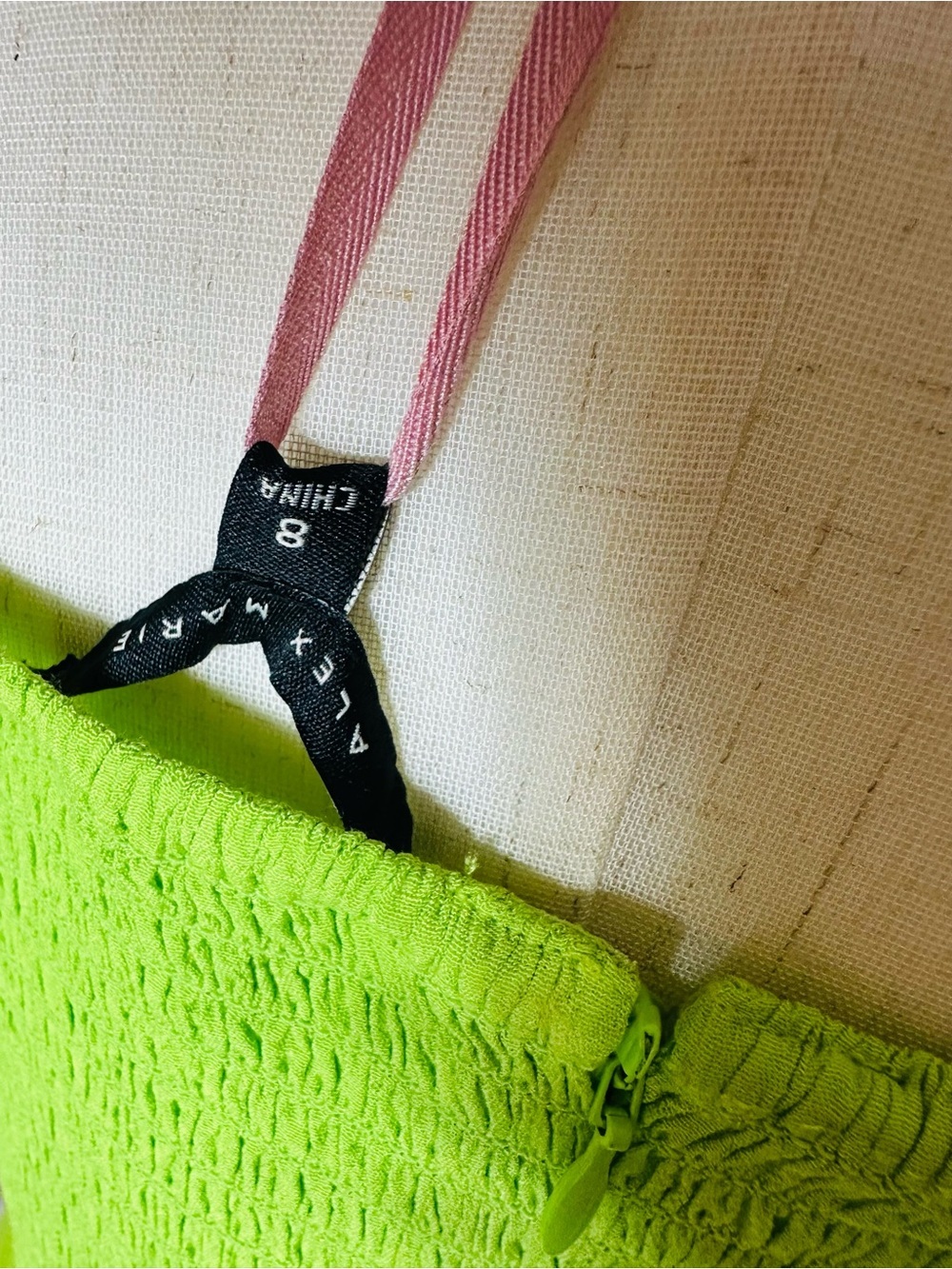 Alex Marie Lime Green Maxi Dress with Pink Straps - Picture 7 of 15